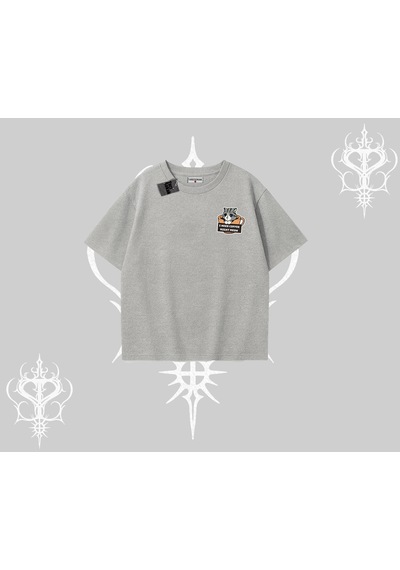 Tarzsokak Need Coffee Right Meow Yazılı Kedi Baskılı Oversize Tshirt Gri