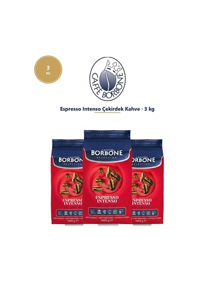Caffe Borbone Espresso Intenso Çekirdek Kahve 3 Kg 3 Paket - Napoli Usulü Güçlü İçim