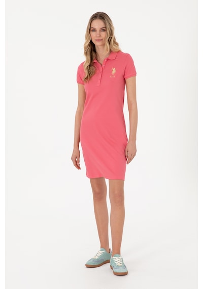 U.S. Polo Assn. Kadın Koyu Pembe Polo Yaka Mini Boy Örme Elbise 50297457-VR167