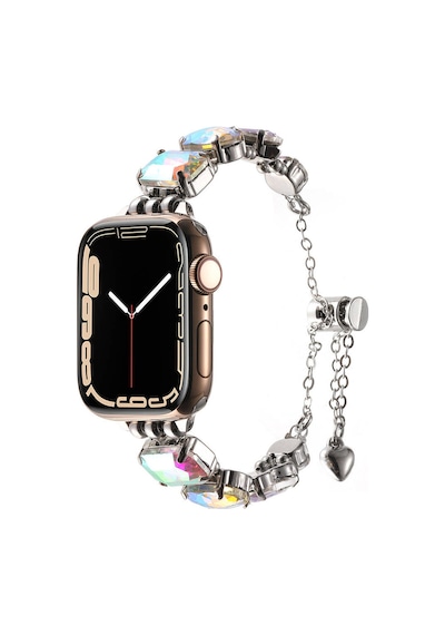 Zore Apple Uyumlu Watch  7 45mm Krd-115 Renkli Taş Tasarımlı Kordon-colorful