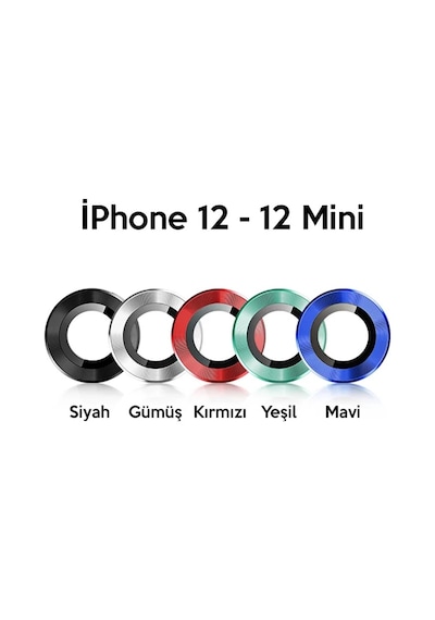 Usams iPhone Uyumlu 12 - 12 Mini 3d Metal Çerçeveli Kamera Lens Koruyucu-1852