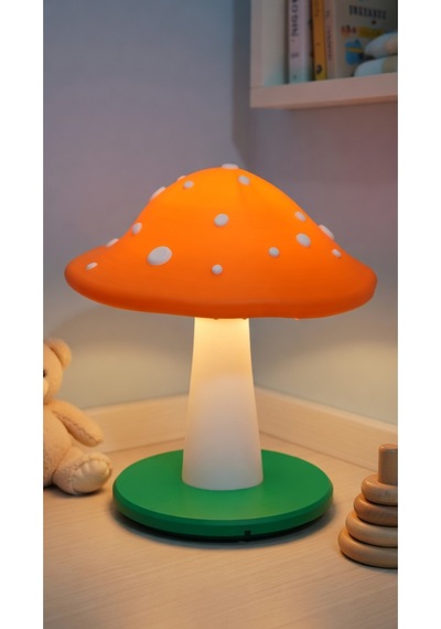 Dekoratif Mantar Gece Lambası - 3d Tasarım Estetik Oda Dekoru - Hediyelik Masa Lambası Mood Light Turuncu
