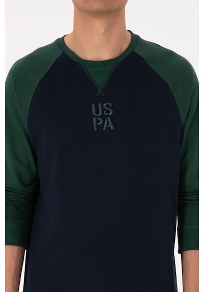 U.S. Polo Assn. Erkek Bisiklet Yaka Regular Fit Koyu Yeşil İnce Sweatshirt 50315420-VR079