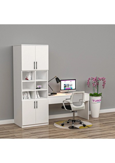 Gloss Dolaplı Çalışma Masası Mdf Sis Gri Gloss Dolaplı Çalışma Masası Mdf Sis Gri