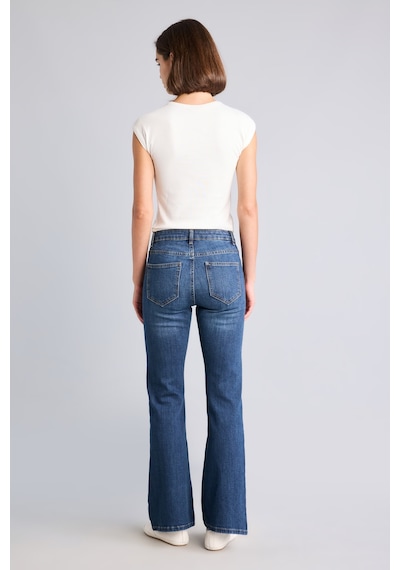 Defacto Mıa Düğmeli Flare Fit Normal Bel Jean Pantolon I4311ax26wnnm34 Mavi-nm34