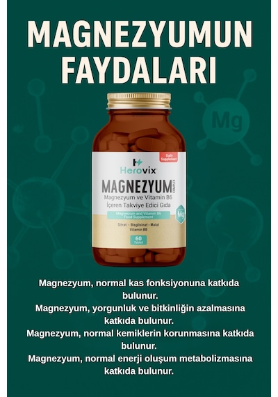 Herovix Magnezyum 200 Mg 3x Complex 60 Tablet