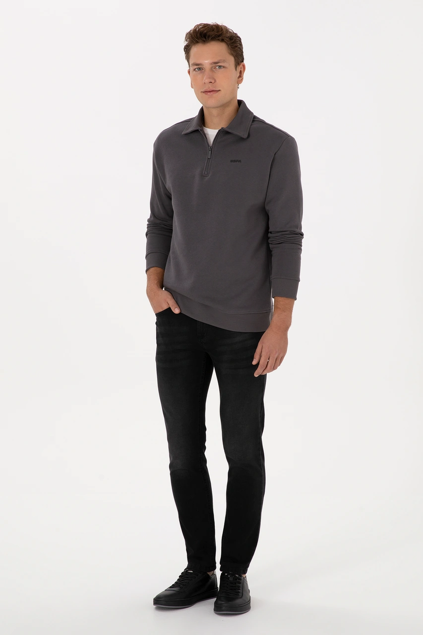 U.S. Polo Assn. Erkek Regular Fit Yarım Fermuarlı Şardonlu Antrasit Basic Sweatshirt 50313783-VR006 U.S. Polo Assn. Erkek Regular Fit Yarım Fermuarlı Şardonlu Antrasit Basic Sweatshirt 50313783-VR006