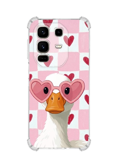 Printify İnfinix Note 50 Pro İle Uyumlu Pembe Pötikare Serisi Göletin Gülü Tasarımlı Uv Baskılı Köşe Korumalı Antişok Kılıf Şeffaf