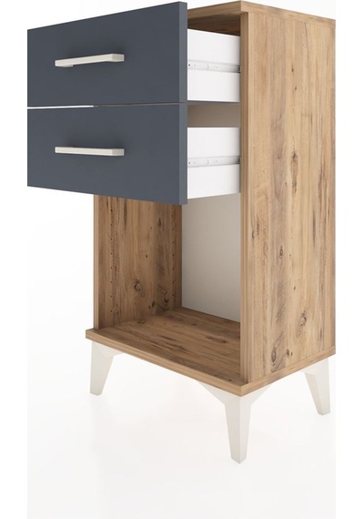 Arges Komodin 4 Çekmeceli 44x30x80 Çam-antrasit Atlas Çam