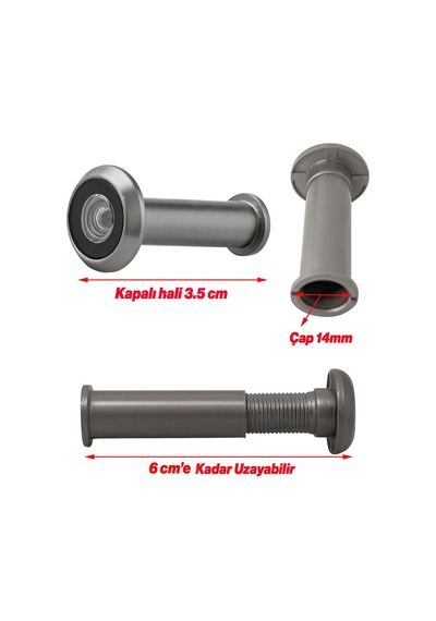 Kapı Dürbünü Kısa Saten 35-60 Mm 14 Mm Delik Çapı Güvenlik Gözetleme Aparatı Metal Gövde