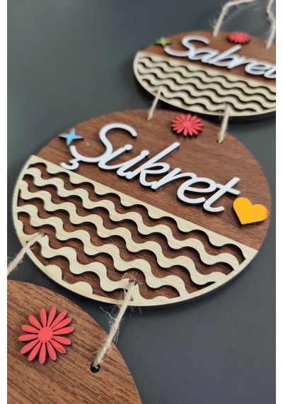 Sabret Şükret Dua Et 2d Mdf Lazer Kesim Ceviz Kapı Ve Duvar Süsü