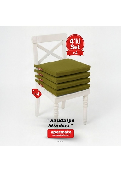 Xpermate 4'lü Sandalye Minderi Su İtici Kumaş 40 x 40 CM Yeşil