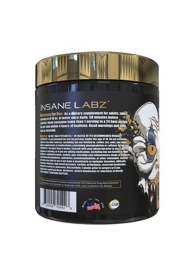 Insane Labz Psychotic Gold High Stimulant Preworkout Energy Focus, Pump Beta Alanine Dmae Bitartrate