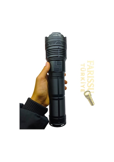 Gold Orion Or-g500 6000 Lümen Şarjlı El Feneri 200w Güç, Powerbank Özellikli, Uzun Menzili Siyah