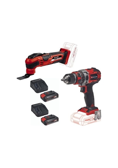 Einhell TE-CD 18/50 Li-i BL Matkap Vidalama + Varrito Raspalama Makinesi + 2 x 2.5 Ah Akülü Set