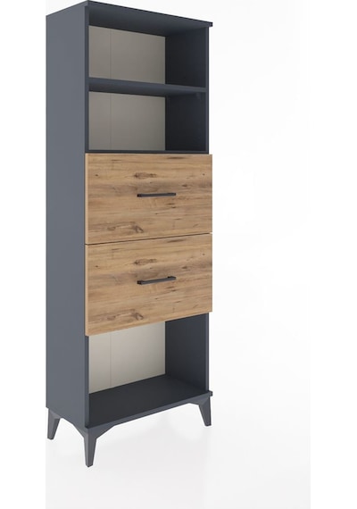 Arges Dolap 2 Raflı 2 Çekmeceli 60x30x163 Antrasit-çam Antrasit