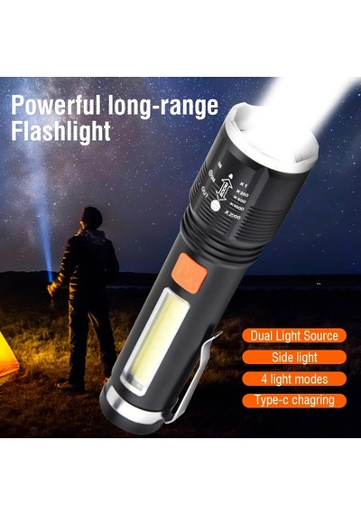Gold Orion Km-102 4 Modlu Tip-c Şarjlı Zoomlu Taktikal El Feneri Açık Gri