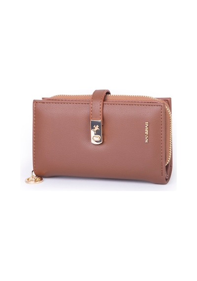 Nas Bag Kadın Orta Boy Kartlık Kağıt Para Ve Bozuk Para Tasarımına Sahip Taba Dona 16x9 Cm Taba