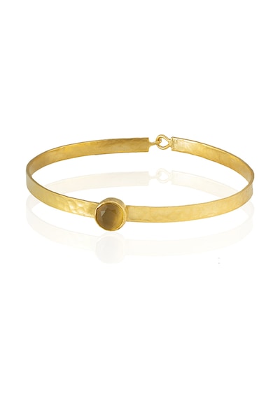 Kadir Jewellery 22 Ayar Altın Kaplama El İşçiliği Zirkon Taşlı Kadın Kelepçe Bilezik Sarı