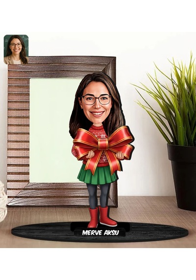 Bk Gift Kişiye Özel Kadın Yılbaşı Tasarımlı Karikatür Biblo -15, Yılbaşı Hediyesi, Yeni Yıl Hediyesi Kobitmeyencom35641 Bk Gift