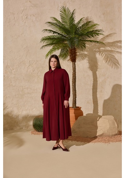 Aker Bordo Godeli Modal Elbise Bordo Bordo