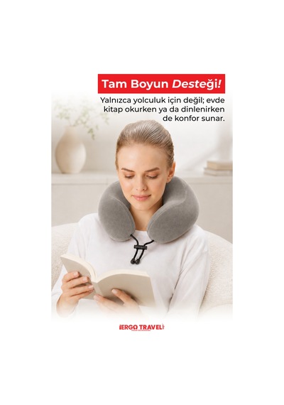 Viscofoam Comfy Ortopedik Seyahat Yastığı Visco Boyun Destekli Seyahat Yastığı - Gri | Ergo Travel