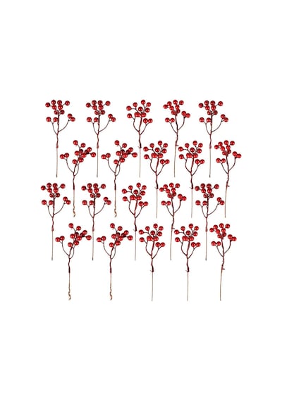 Yenigeldi 10 Adet 18 Cm Kokina Red Berry Yılbaşı Süsü Yılbaşı Uğuru T-105, Kırmızı Diğer