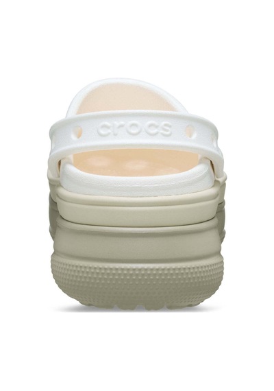 Crocs Unısex Platform Tabanlı Logo İmzalı Beyaz-bej Terlik