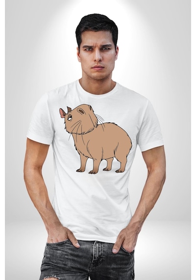 Chispi Unisex Unisex Beyaz Organik Baskılı T-shirt Penye Yüksek Kalite Beyaz