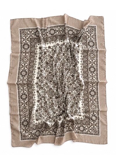 Fureya Vintage Desen Büyük Ebatlı Pamuk Eşarp Taş