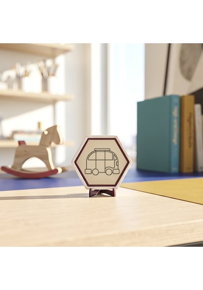 Estetik Karavan Desenli Masaüstü Süsü Kahve Köşelerinizi Modern Çizgilerle Tamamlayan Şık Bir Aksesuar 10x10 Cm, Pudra