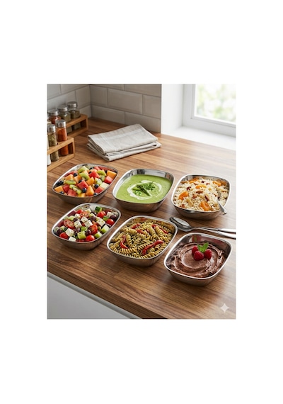 6 Adet Paslanmaz Çelik Kayık Tabak Seti - 17x10 Cm Paslanmaz Çelik Kayık Meze Ve Sunum Tabağı Gümüş