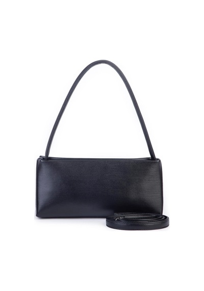 Nas Bag Kadın Basic Baget Omuz Ve Çapraz Çanta Siyah Kımera 27x12 Cm Siyah
