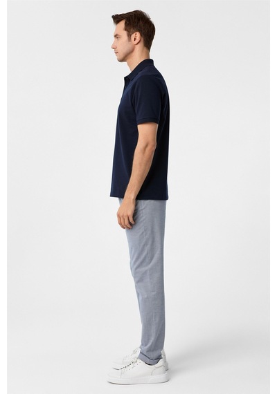 Süvari Lacivert Regular Armürlü Polo Yaka Tişört-37374 Lacivert