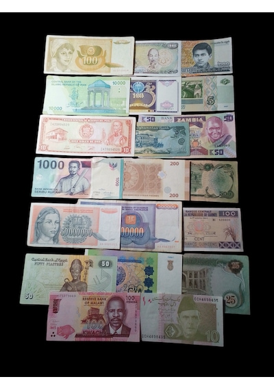 20 Farklı Yabancı Koleksiyon Kağıt Para Başlangıç Setleri