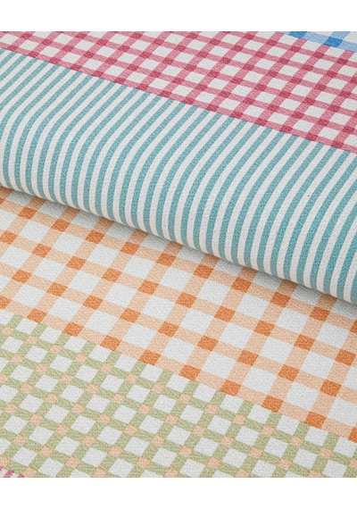 English Home Summer Grid Baskılı Pamuklu Çift Kişilik Pike 200x220 Cm Turuncu Turuncu