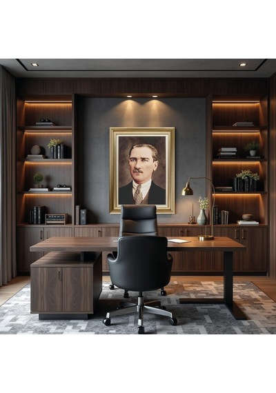 Çerçeveli Deri Atatürk Tablosu 7 Çerçeveli Tablo Işıklı Kumandalı 87x117 Cm Diğer