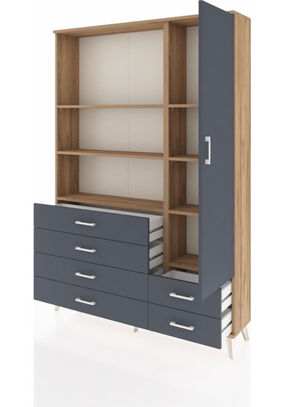 Arges Dolap 7 Raflı 6 Çekmeceli Tek Kapaklı 132x30x195 Çam-antrasit/antrasit Antrasıt/antrasıt Arges Dolap 7 Raflı 6 Çekmeceli Tek Kapaklı 132x30x195 Çam-antrasit/antrasit Antrasıt/antrasıt
