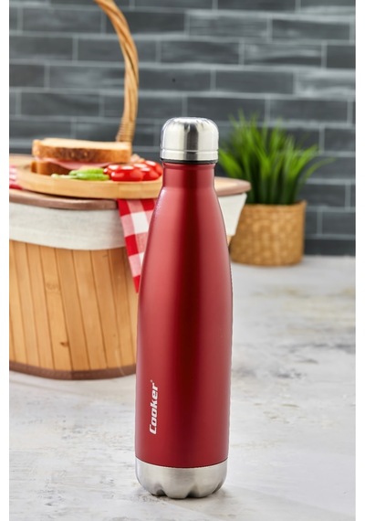 Cooker Hydrokeep 500 Ml Paslanmaz Çelik Şişe Termos Ckr2071 Kırmızı