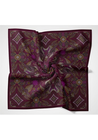 Silk Home Viskon Velora Eşarp Vişne Çürüğü Desenli Tok Duruşlu Dört Mevsim 90x90 Çok Renkli