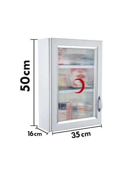 Ecza Dolabı İçi Dolu İlk Yardım İçerikli Pvc 50 x 35 x 16 CM 159 Beyaz
