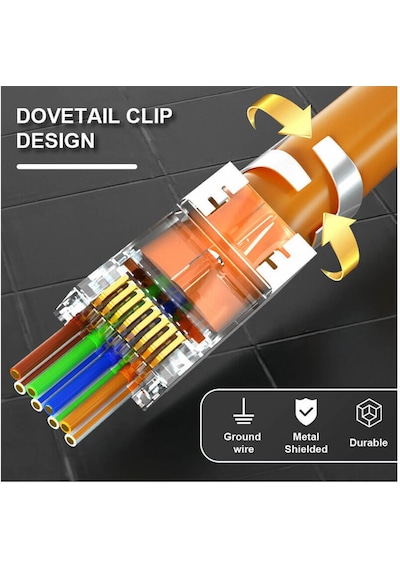 Cat7 Cat6A EZ Yeni Nesil RJ45 Delikli Metal Konnektör - 100 Adet
