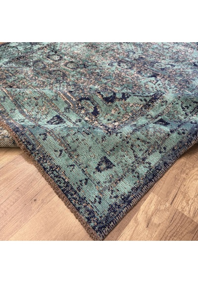 Hoom Rugs Arkaik Plz 03 Lacivert Etnik Renkli Vintage Makine Halısı Mavi Renkli