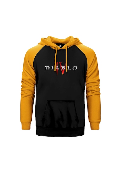 Diablo Iv Logo Sarı Renk Reglan Kol Kapşonlu Sweatshirt Sarı