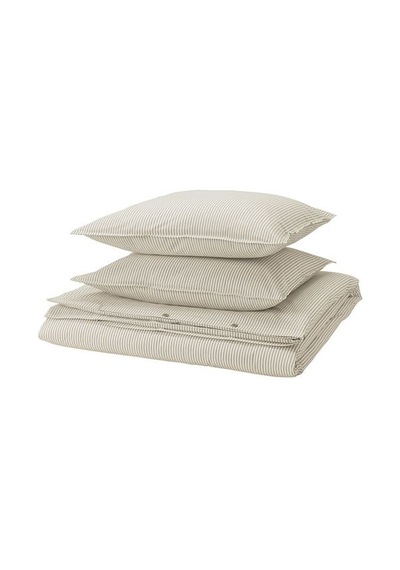 Ikea Solfıbbla Çift Kişilik Nevresim Seti, Bej-beyaz, 240x220/50x60 Cm