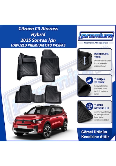 Citroen C3 Aircross Hybrit Paspas Araca Özel Hybrid Paspas 2025 Sonrası Derin Havuzlu Premium Oto Paspas