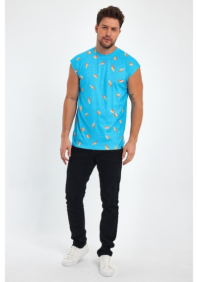 Alexander Gardi Alexandergardı Yırtmaçlı Desenli Kolsuz T-shirt B23-00135 001