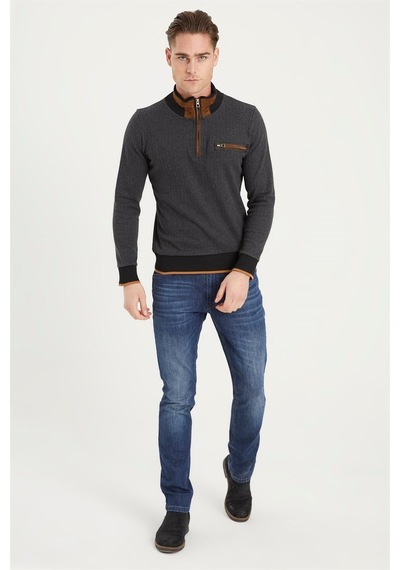 1039 Dewberry Erkek Sweatshırt-desenli Antrasit Desenli Antrasit