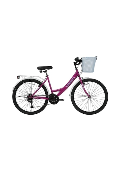 Bisan Mabella Kadın Şehir Bisikleti 34cm V 24 Jant 21 Vites Mor Beyaz - 24 Mor