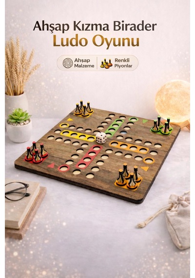 Ahşap Ludo Oyunu Kızma Birader - 4 Kişilik Premium Masa Oyunu